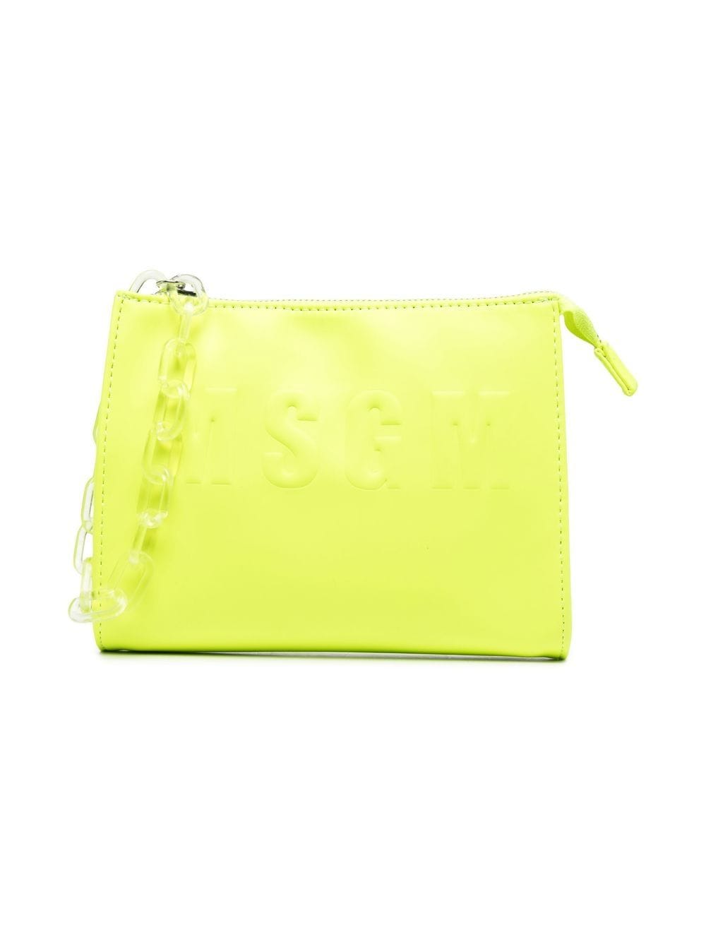 Image 1 of MSGM Kids embossed-logo faux-leather clucth