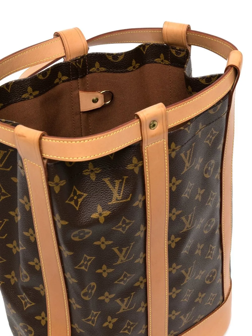 Pre-owned Louis Vuitton 2002  Monogram Randonne Pm Drawstring Backpack In Brown