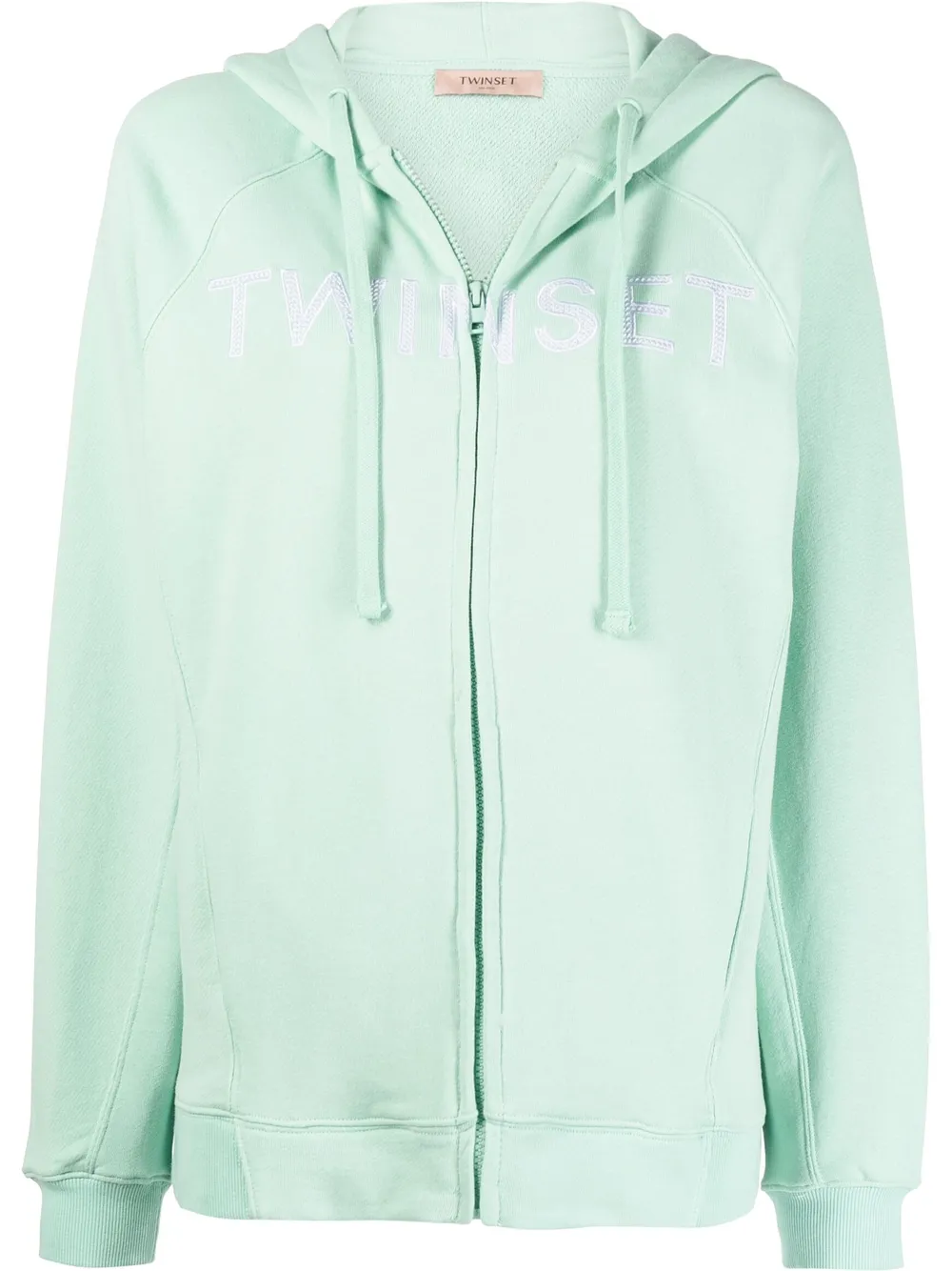 

TWINSET hoodie con logo bordado y cierre - Verde