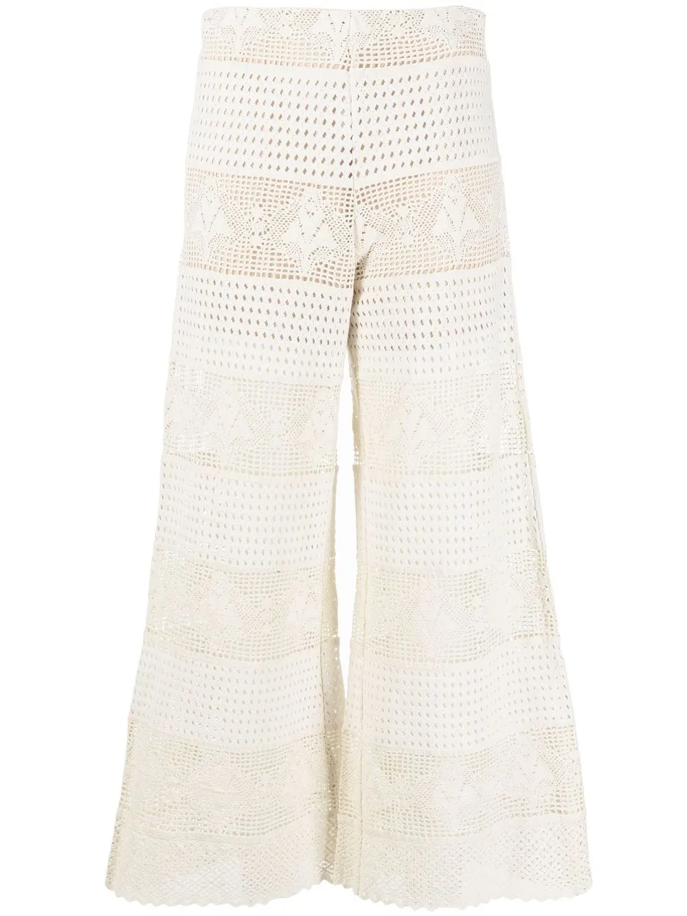 

Semicouture cropped macramé flared trousers - Neutrals