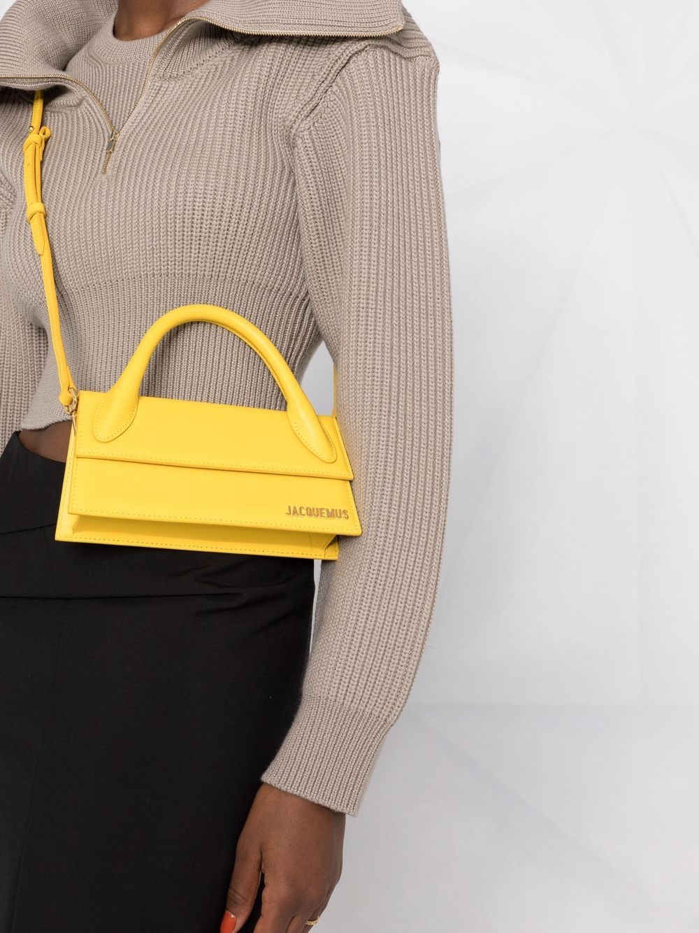 Le Chiquito Long Leather Tote in Yellow - Jacquemus