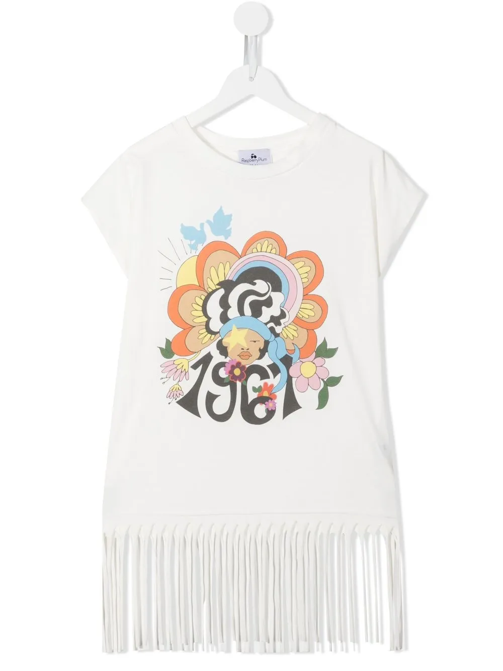 

Raspberry Plum top con estampado 1967 - Blanco