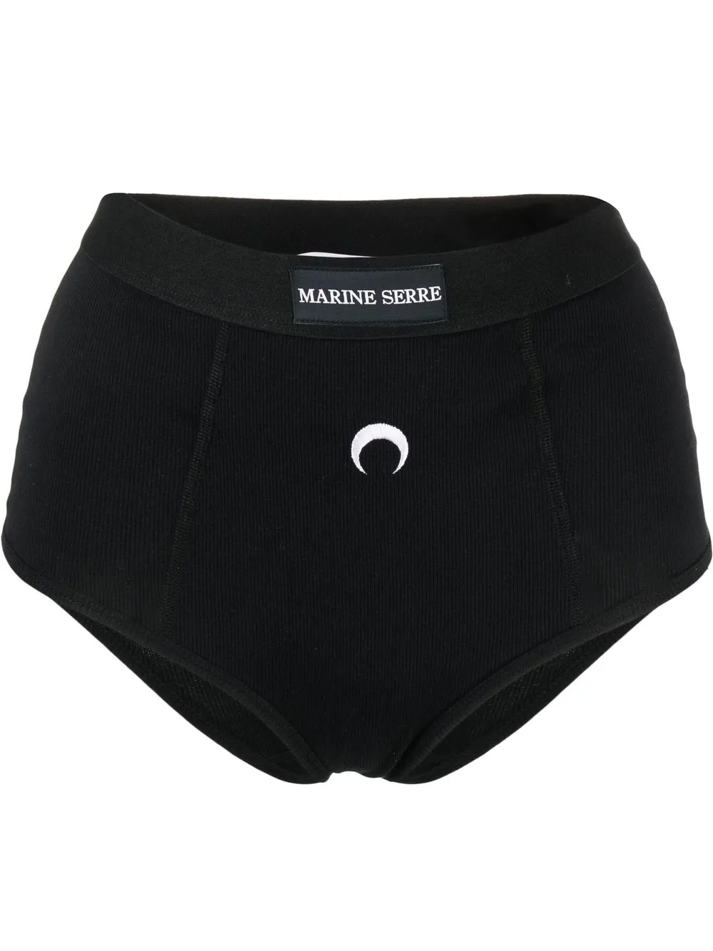 

Marine Serre calzones con tiro alto - Negro