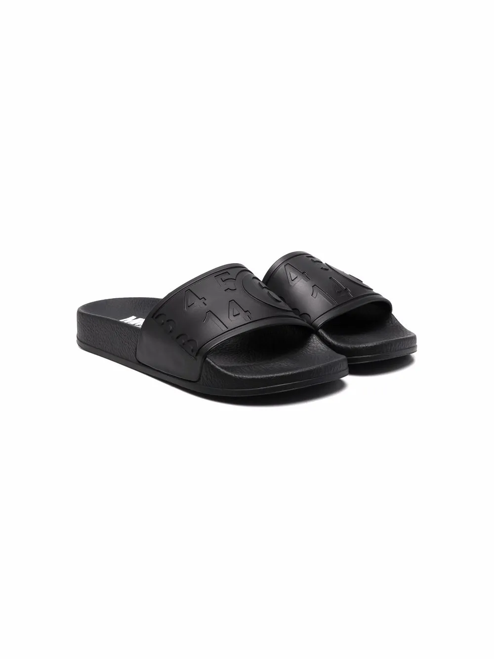 

MM6 Maison Margiela Kids embossed-logo open-toe slides - Black