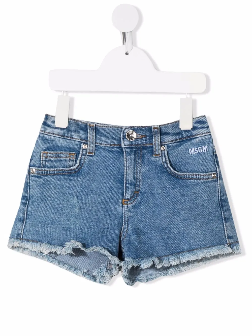 

MSGM Kids frayed denim shorts - Blue