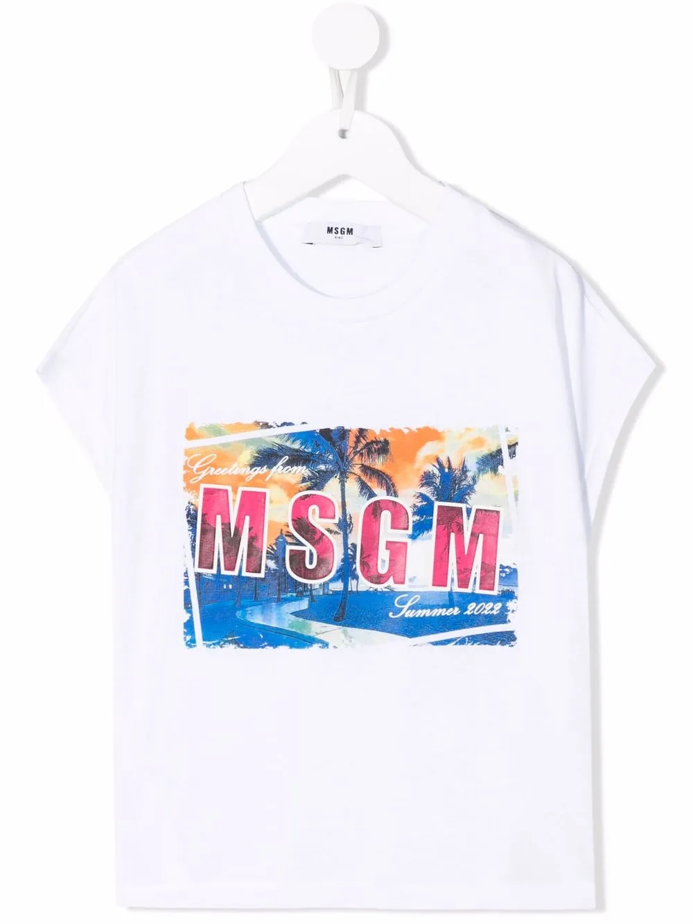 

MSGM Kids playera manga larga con logo estampado - Blanco