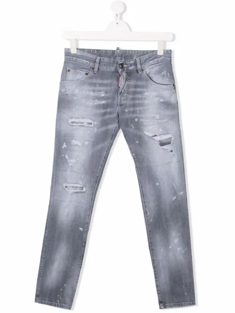 Dsquared2 Kids جينز ضيق بتأثير ممزق