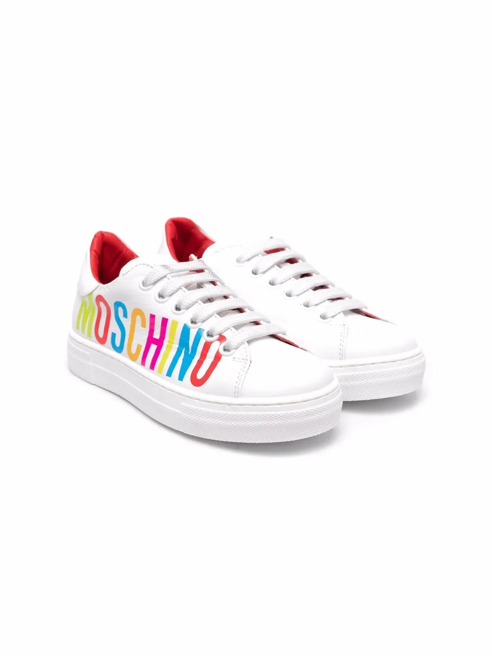 

Moschino Kids tenis bajos con logo estampado - Blanco