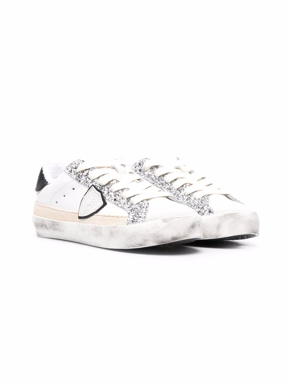 

Philippe Model Kids tenis bajos con glitter - Blanco