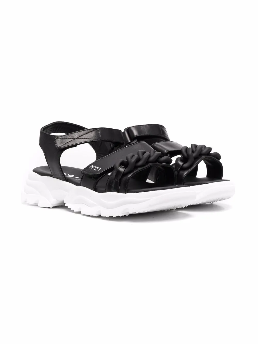 

Nº21 Kids sandalias con cadena y logo estampado - Negro