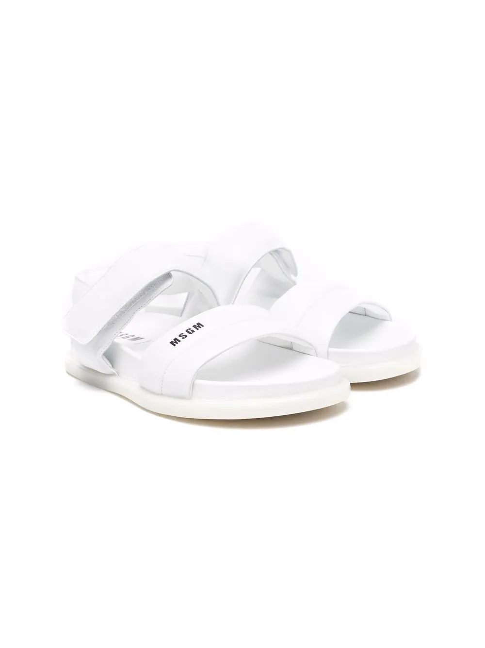 

MSGM Kids sandalias planas con logo estampado - Blanco