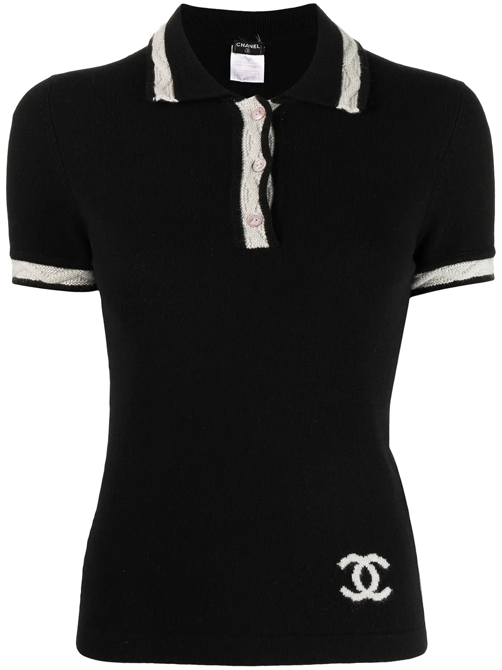 

Chanel Pre-Owned playera tipo polo tejida con logo CC 2004 - Negro