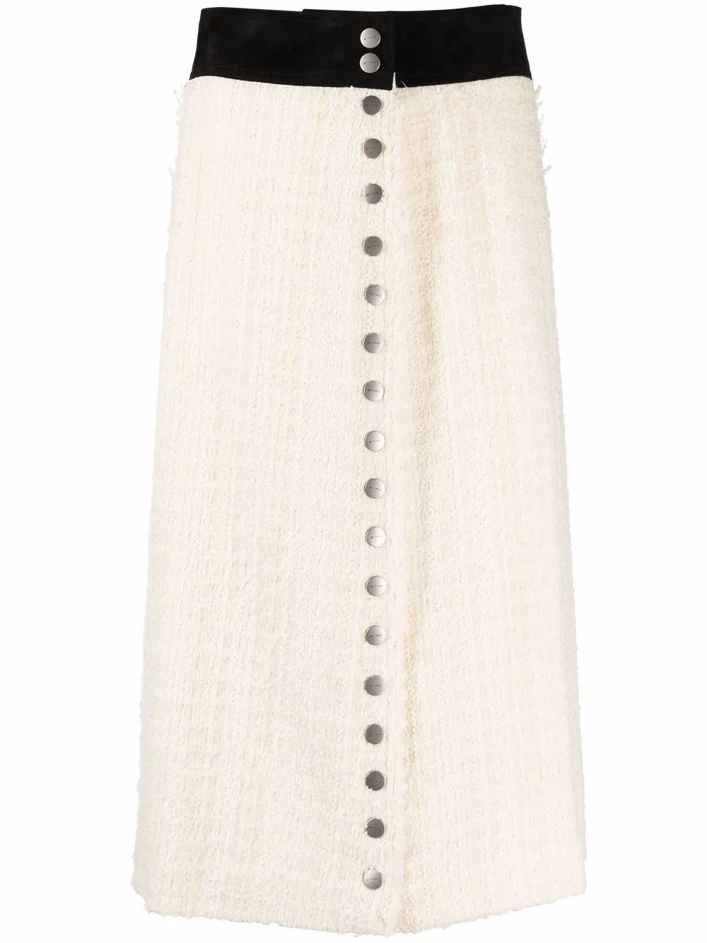 tweed button-up midi skirt