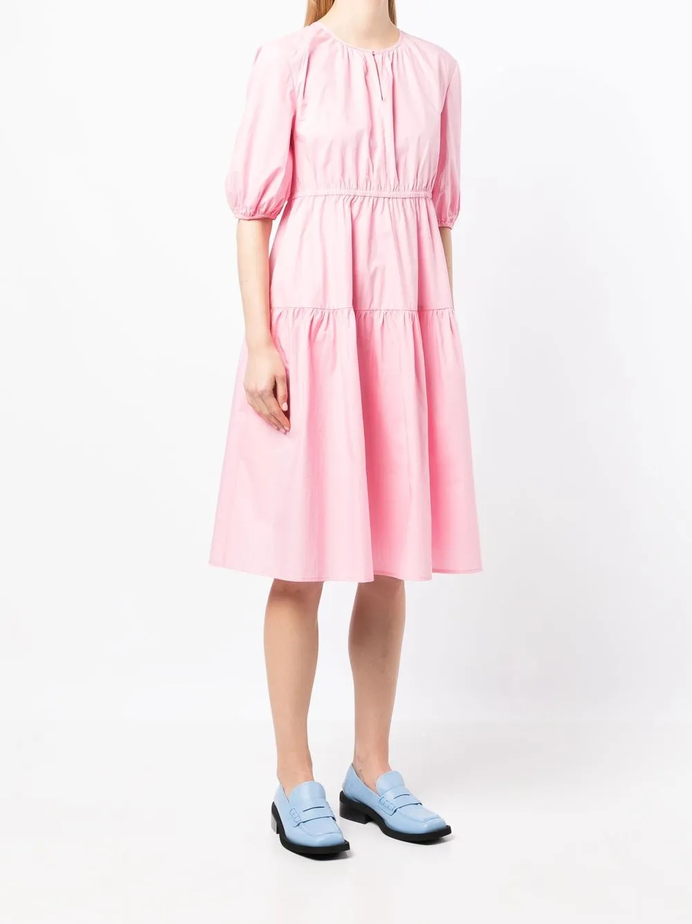 

tout a coup vestido midi fruncido - Rosado