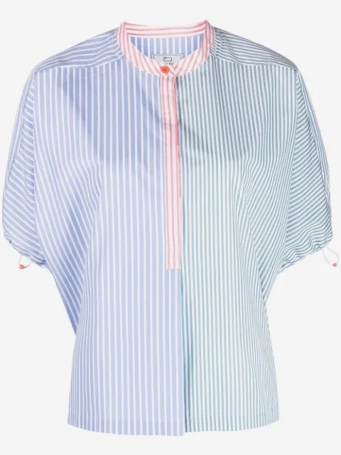 Woolrich contrast-panel striped blouse