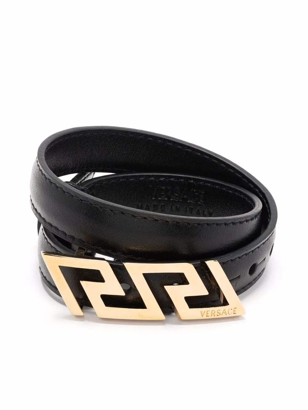 

Versace logo-buckle leather bracelet - Black