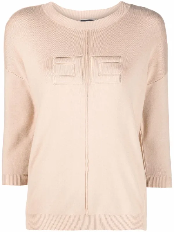 Elisabetta Franchi Embroidered Logo Crew Neck Jumper - Farfetch