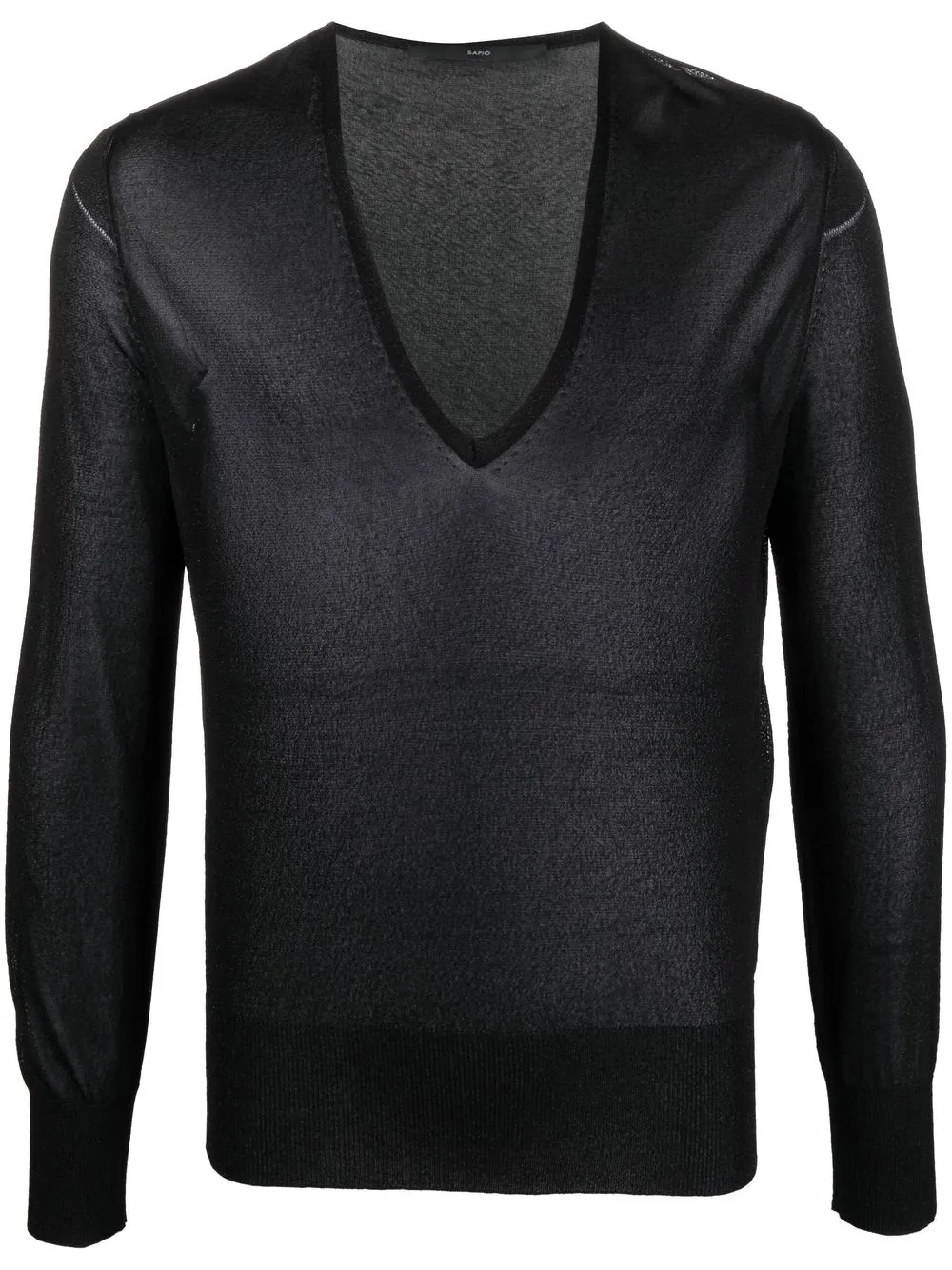 

SAPIO V-neck sheer jumper - Black