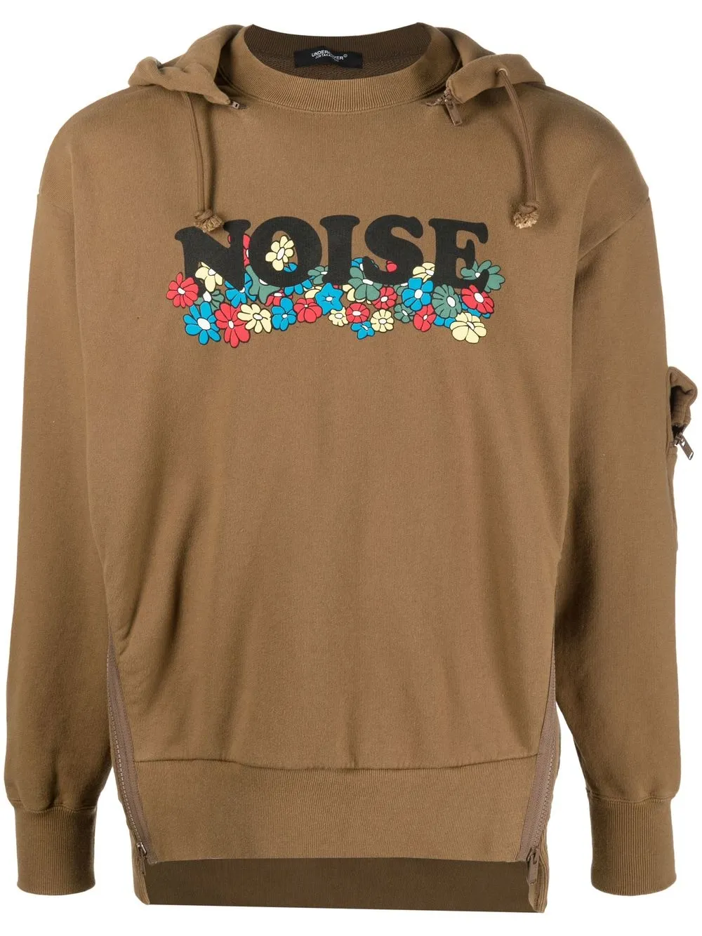 

Undercover Noise-print drawstring hoodie - Brown