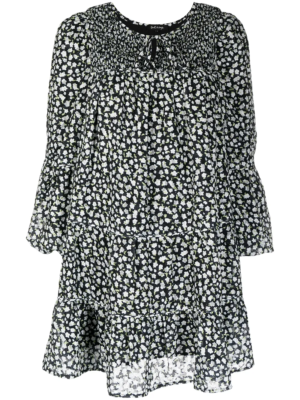 

tout a coup floral-print tiered dress - Black