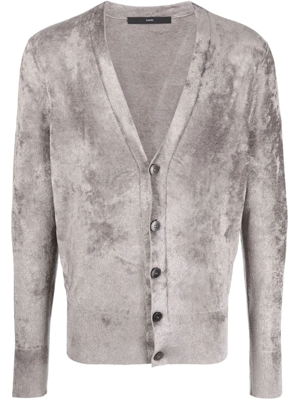 

SAPIO velvet-effect knit cardigan - Grey