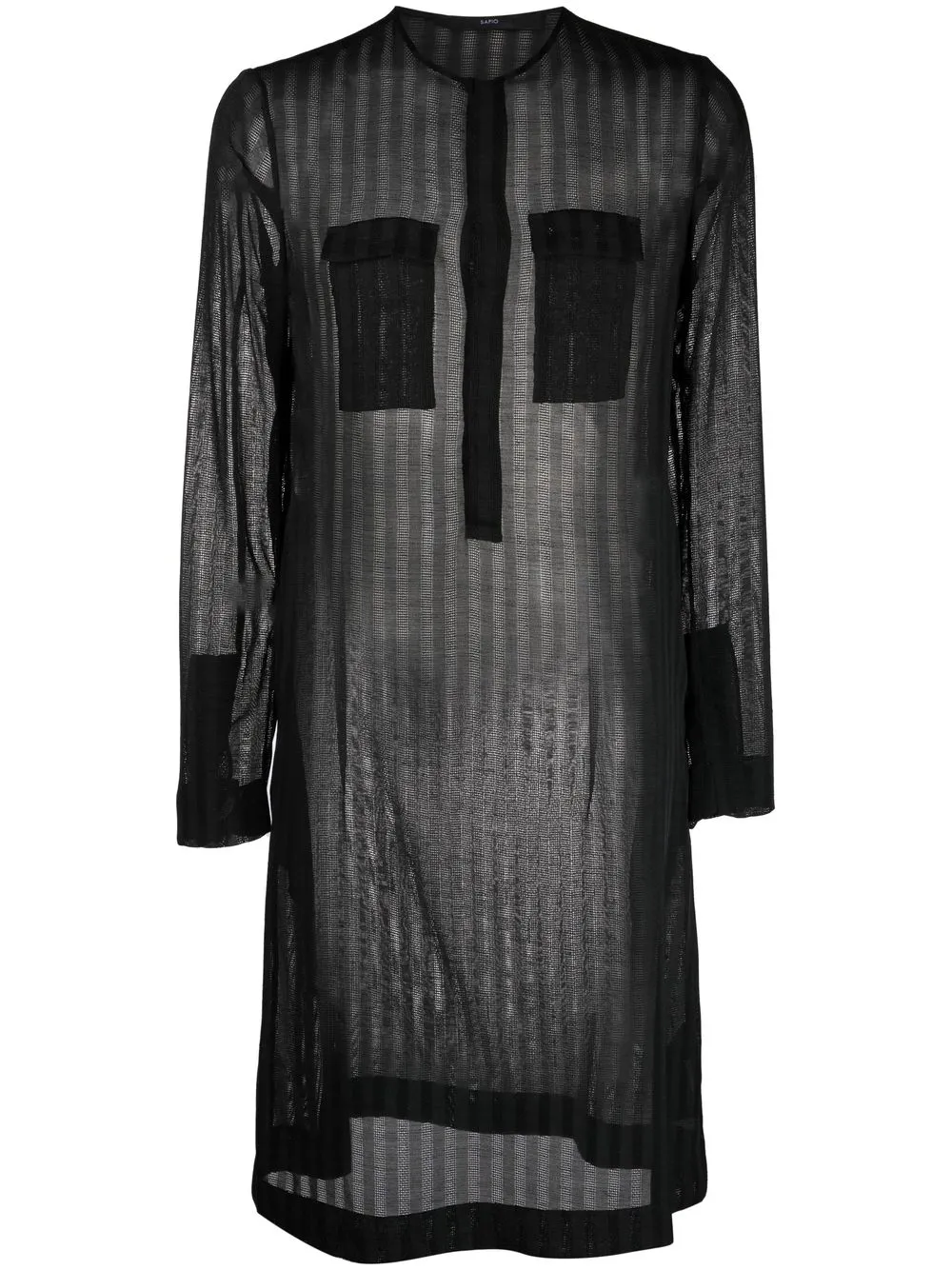 

SAPIO tonal-stripe extra-long shirt - Black