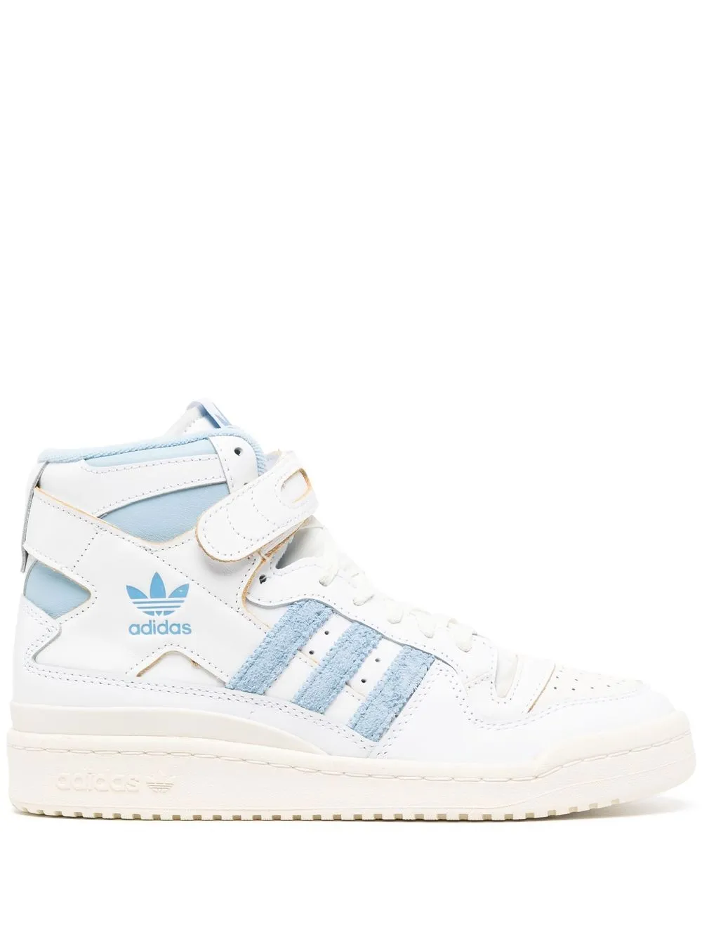 Adidas Originals White & Blue Forum Mid Sneakers In Weiss