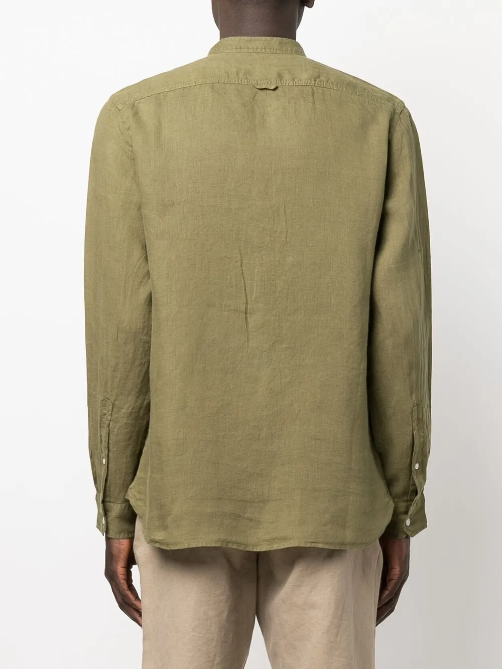 Woolrich bandcollar Linen Shirt Farfetch