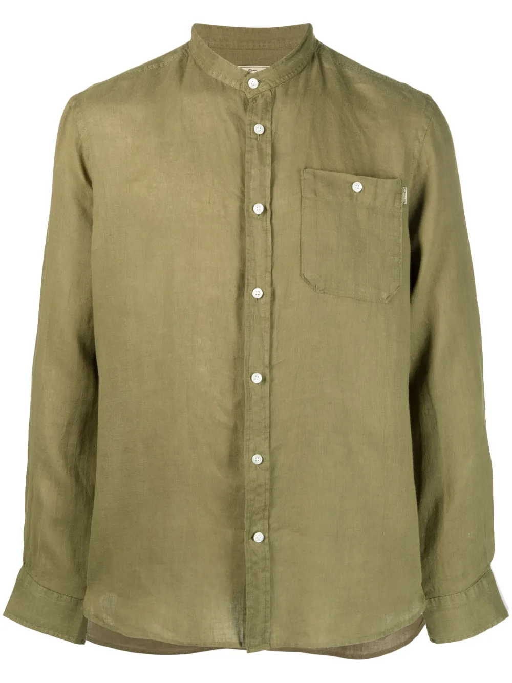 

Woolrich band-collar linen shirt - Green