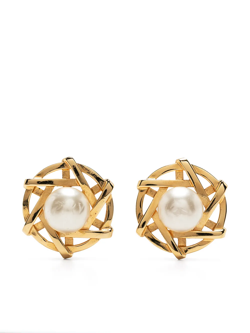 

CHANEL Pre-Owned 1954-1971 faux-pearl clip-on earrings - Green