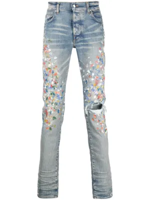 mens grey paint splatter jeans