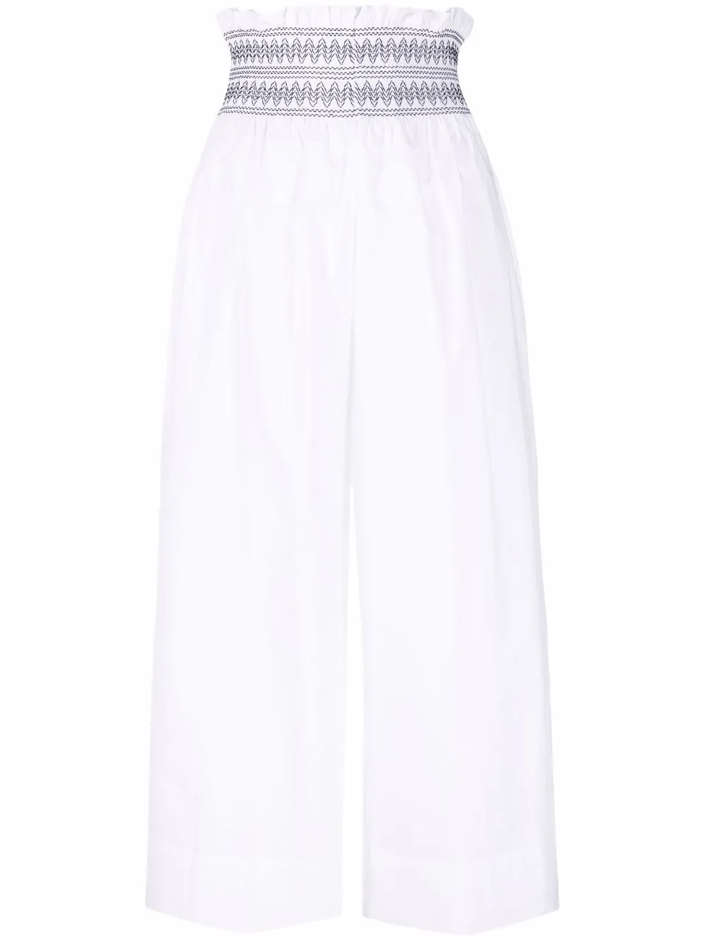 

P.A.R.O.S.H. pantalones capri anchos con bordado - Blanco