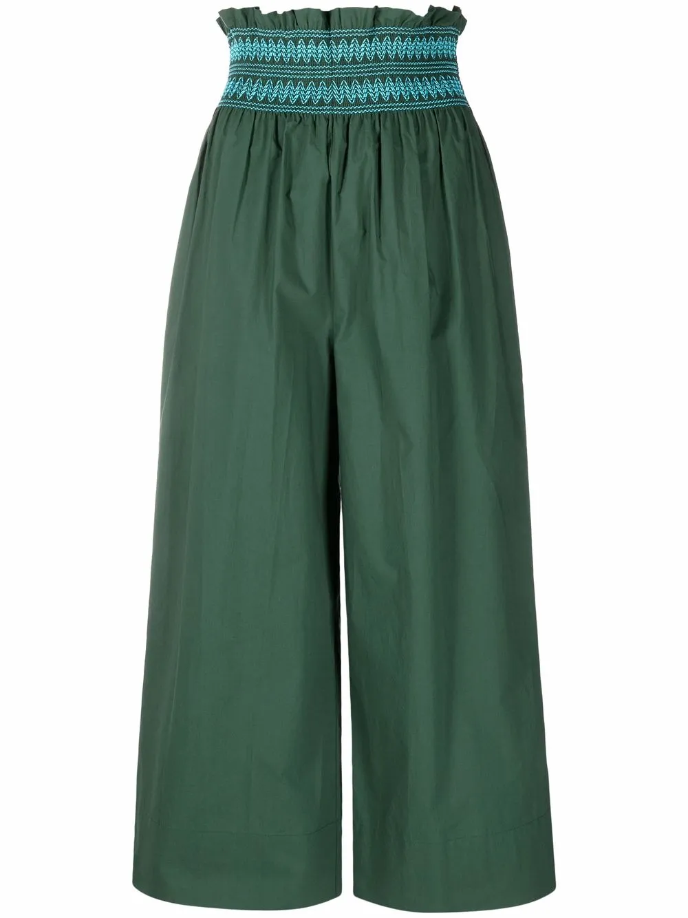 

P.A.R.O.S.H. embroidered cropped wide-leg trousers - Green