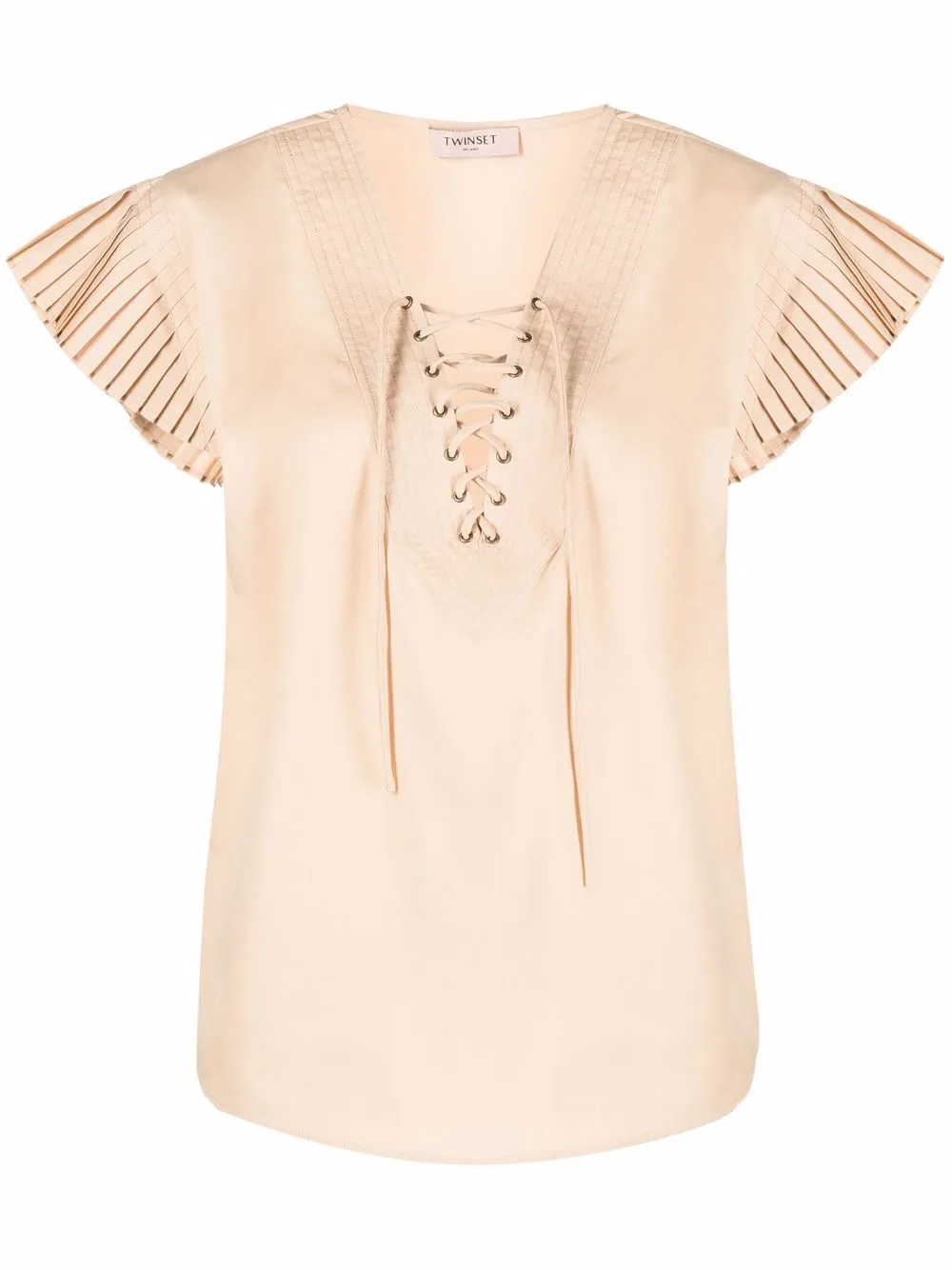 

TWINSET pleat-detail short-sleeved blouse - Neutrals