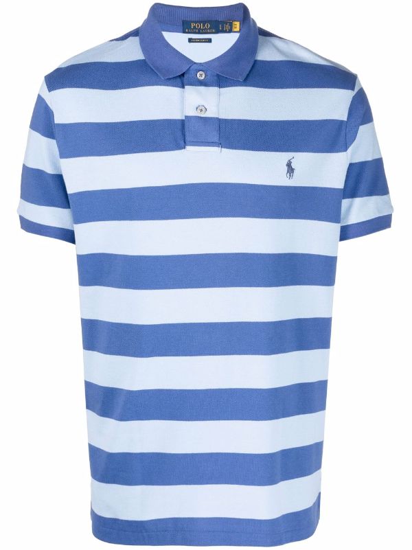 Polo con colletto a righe Blu Farfetch Abbigliamento Top e t-shirt T-shirt Polo 