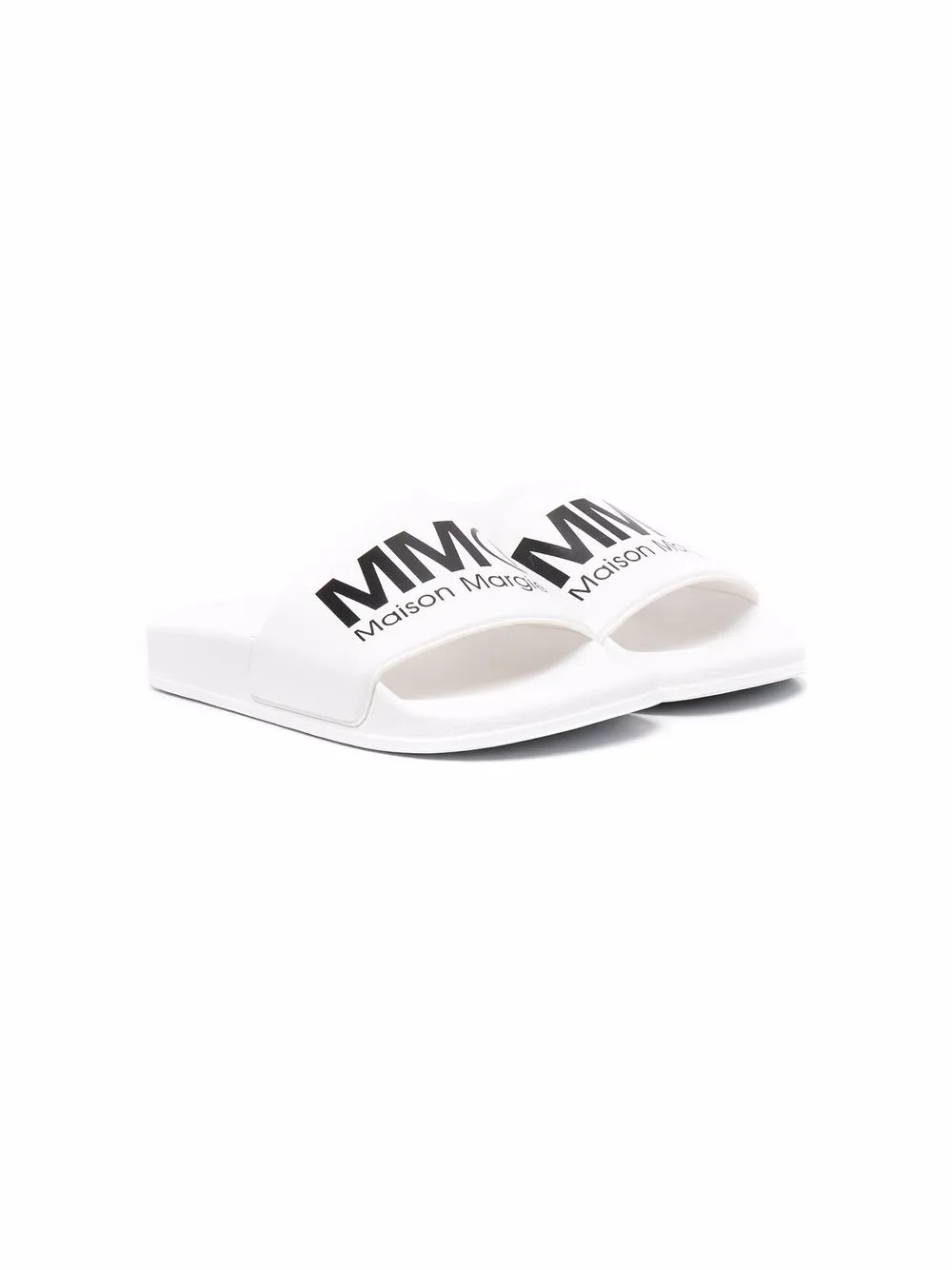 

MM6 Maison Margiela Kids TEEN logo-print open-toe slides - White