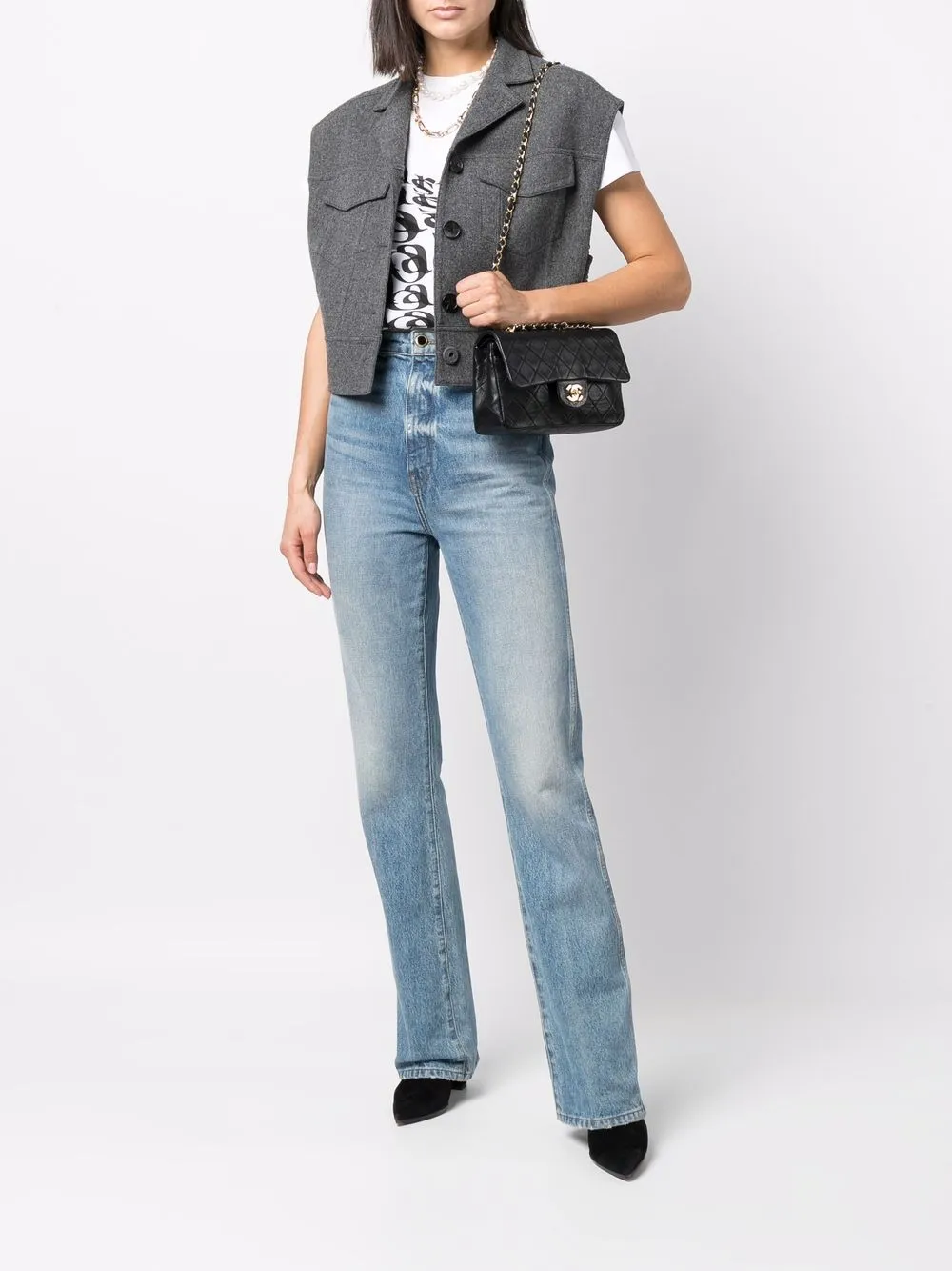CHANEL Pre-Owned 1989-1991 schoudertas met dubbele omslag - Zwart