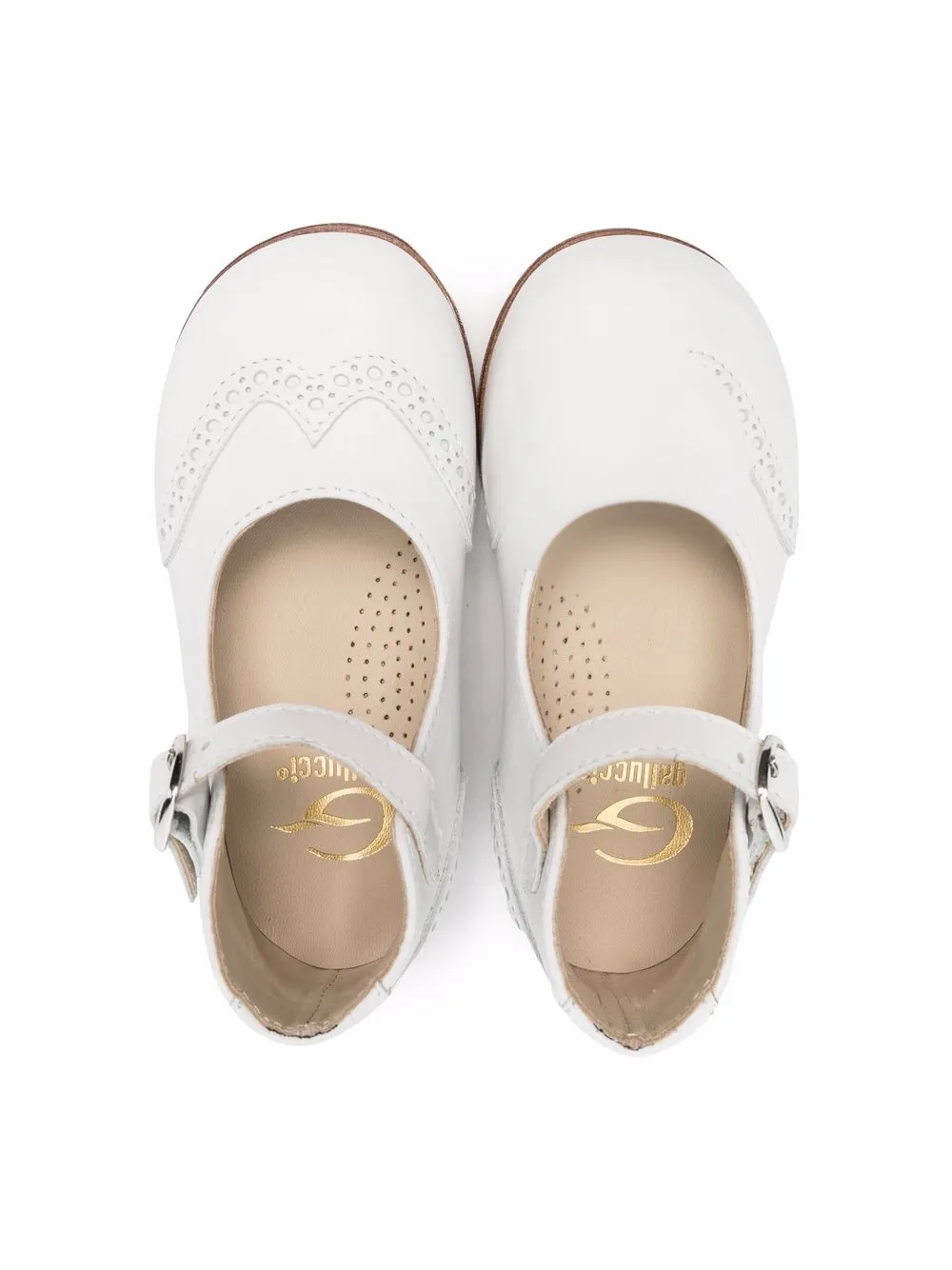 Perforated Leather Ballerina Shoes