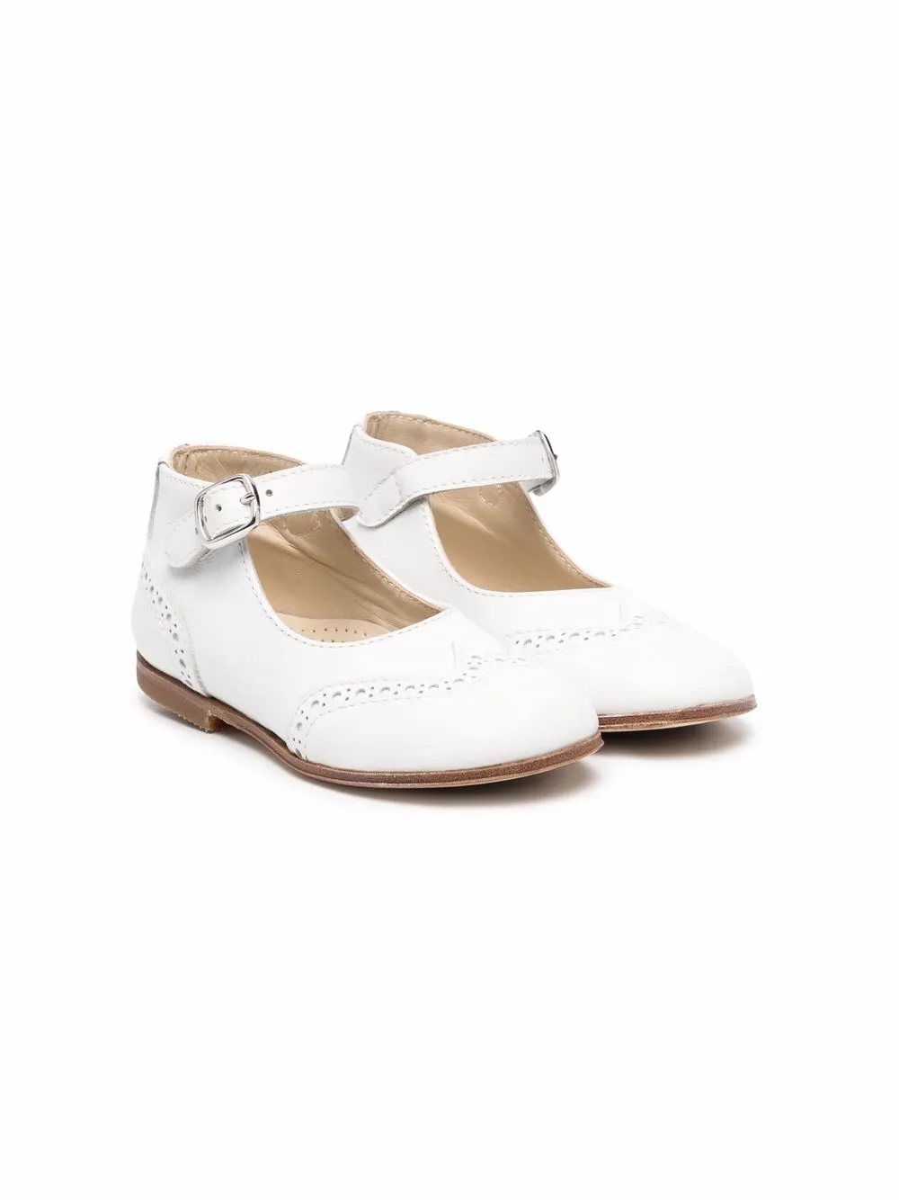Gallucci Kids perforated leather ballerina shoes | White | Image 1