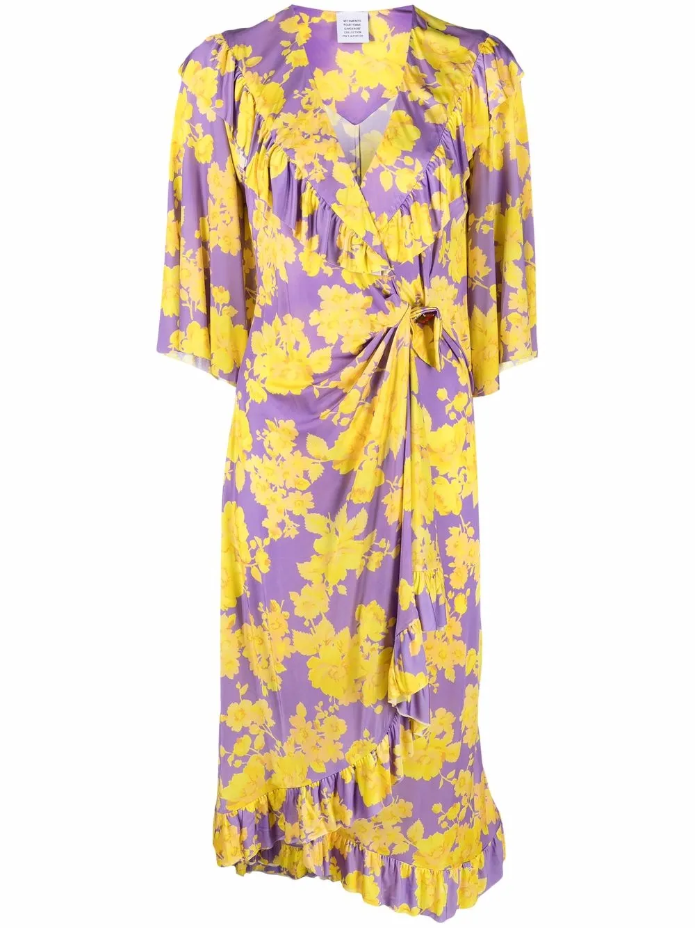 Shop Vetements Floral-print Wrap Dress In Purple