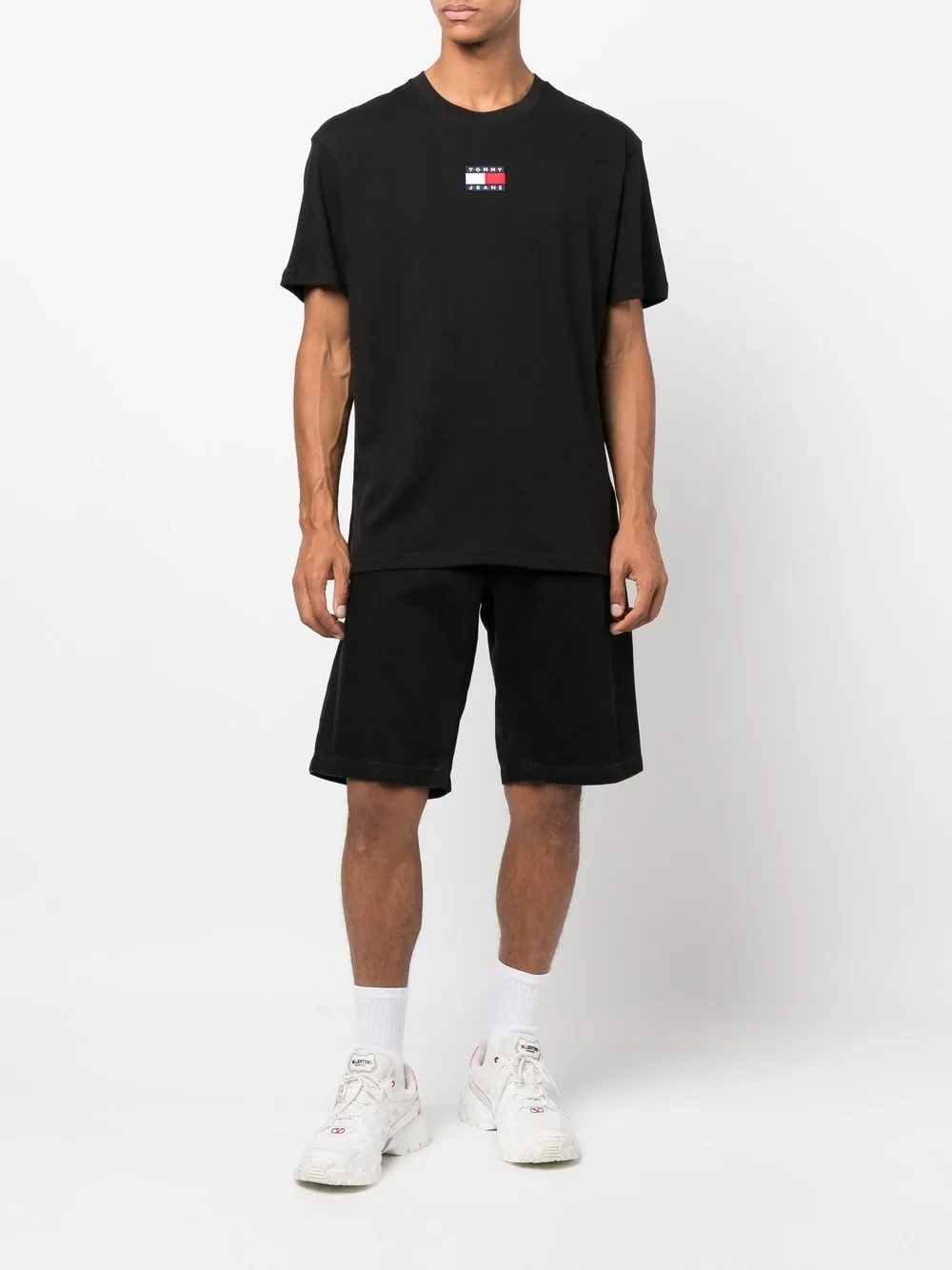 Tommy Jeans T-shirt met logoplakkaat - Zwart