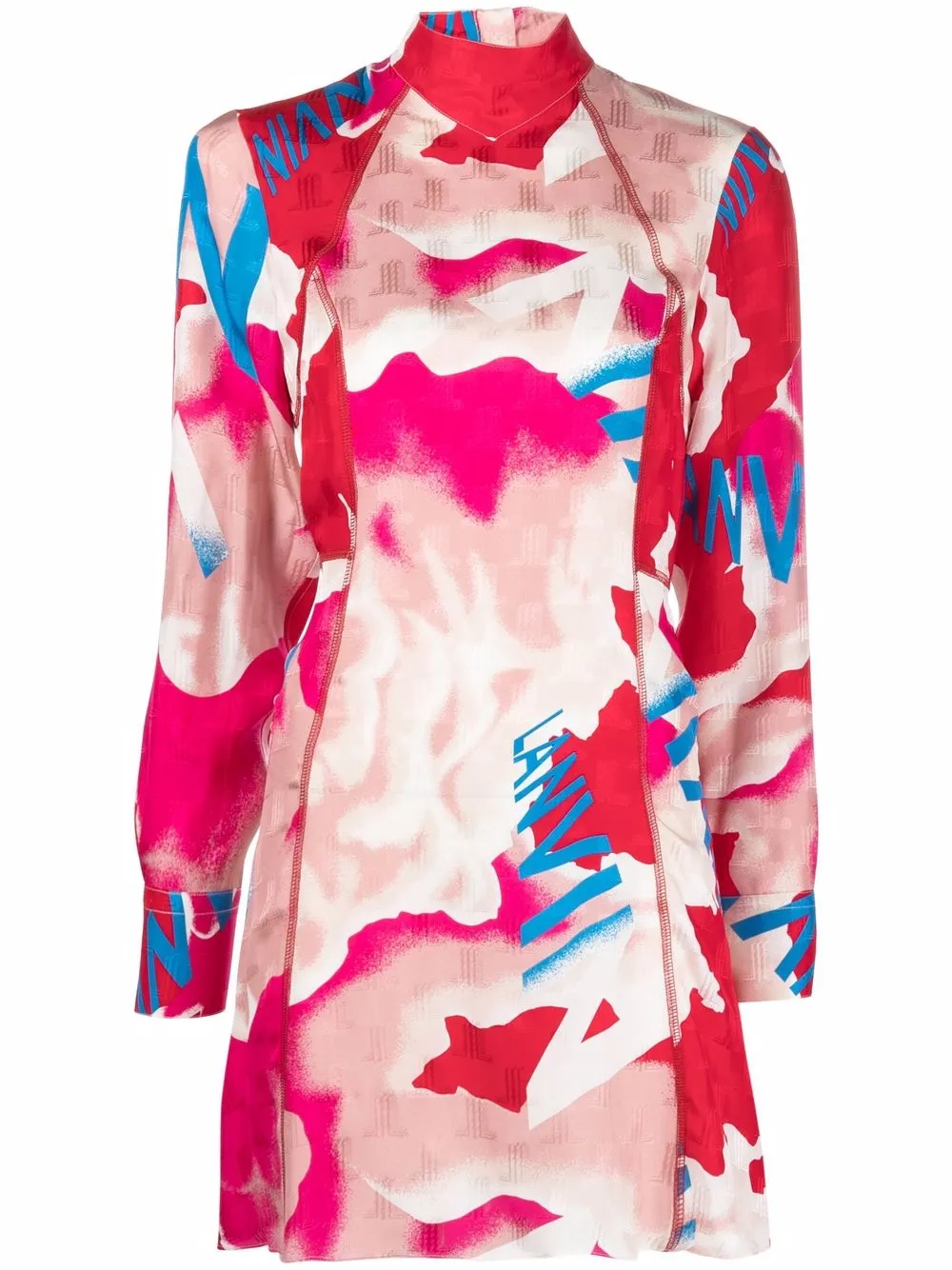 

Lanvin vestido corto con logo abstracto estampado - Rosado