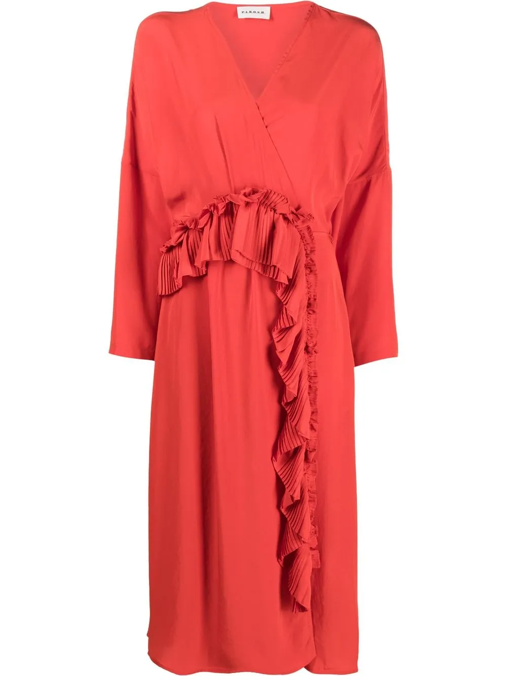 

P.A.R.O.S.H. vestido cruzado con detalle de volantes - Rojo