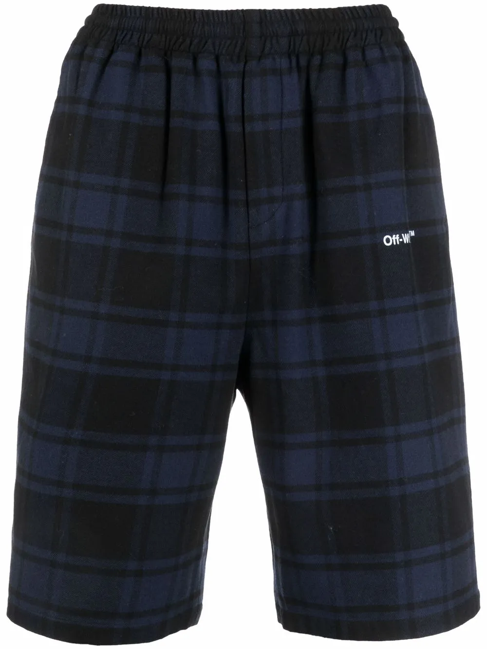 

Off-White Arrows logo-print tartan shorts - Blue