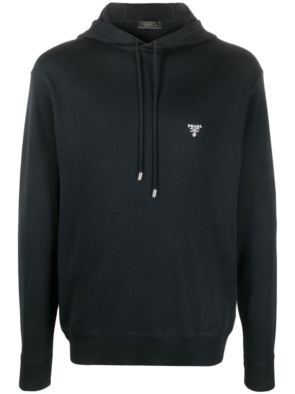 Prada logo-embroidered knitted hoodie - Black