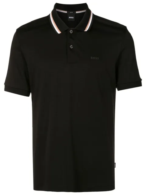 BOSS logo embroidered polo shirt