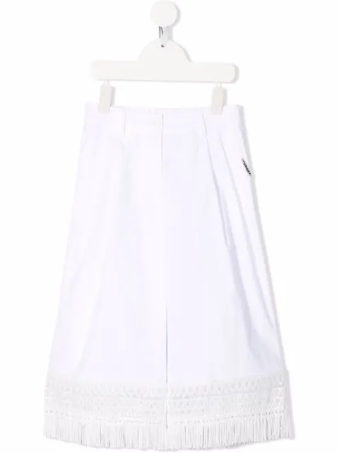 TWINSET Kids frayed-hem wide-leg trousers