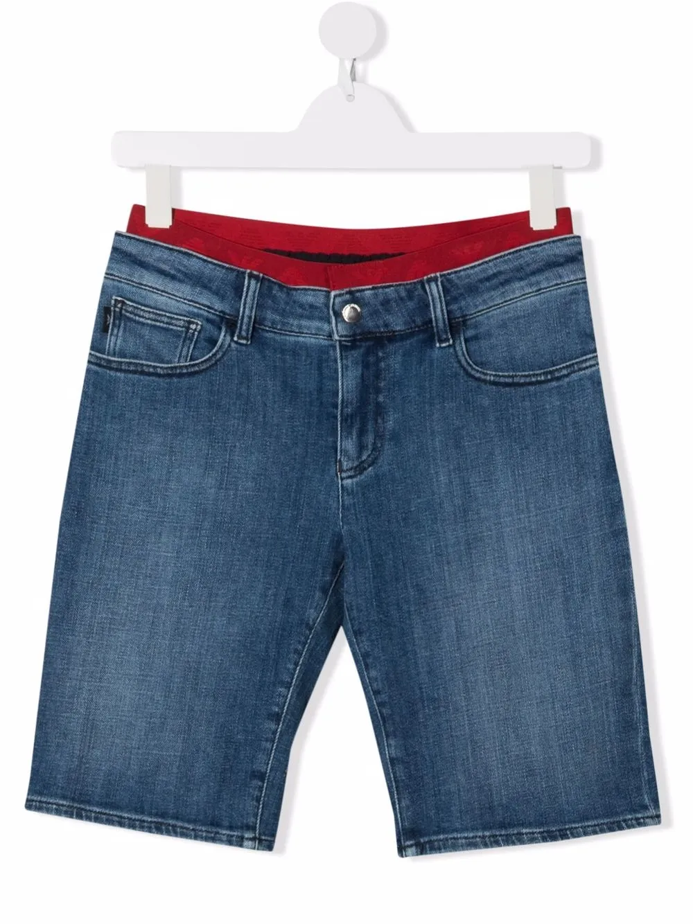 

Emporio Armani Kids denim-slim-cut shorts - Blue