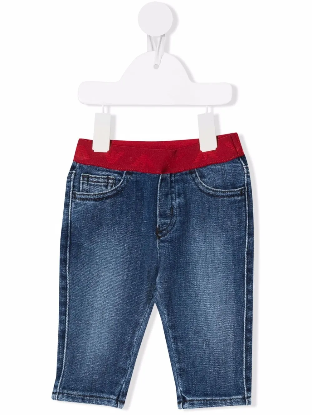 

Emporio Armani Kids jeans ajustados con ribete en contraste - Azul