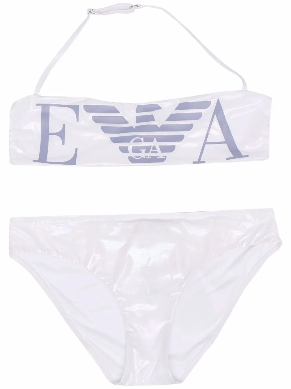 

Emporio Armani Kids bikini de dos piezas con logo - Blanco